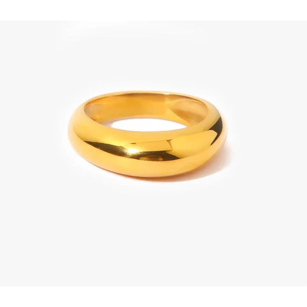 18K Gold Waterproof Dome Ring